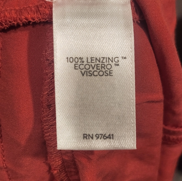 J Jill Red LENZING™ Ecovero™ Viscose Midi Dress Size Small Ruffle Waist Flutter - Picture 7 of 8